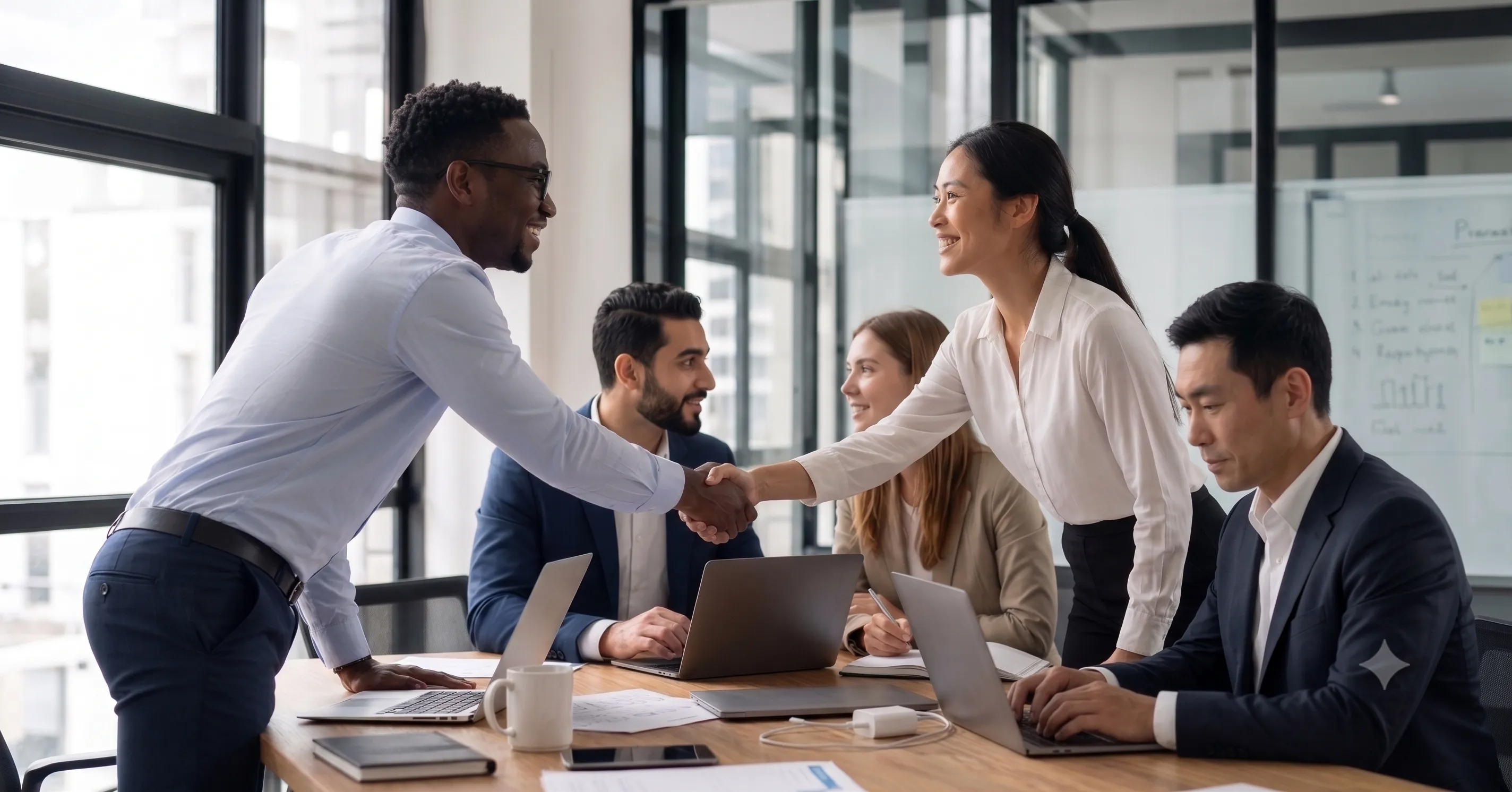 Partners meeting in an office